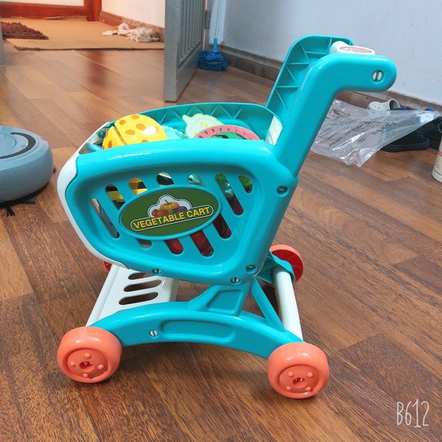 Bộ đồ chơi xe đẩy siêu thị cho bé, xe đẩy kèm nhiều phụ kiện siêu thị cho bé đóng vai mua bán