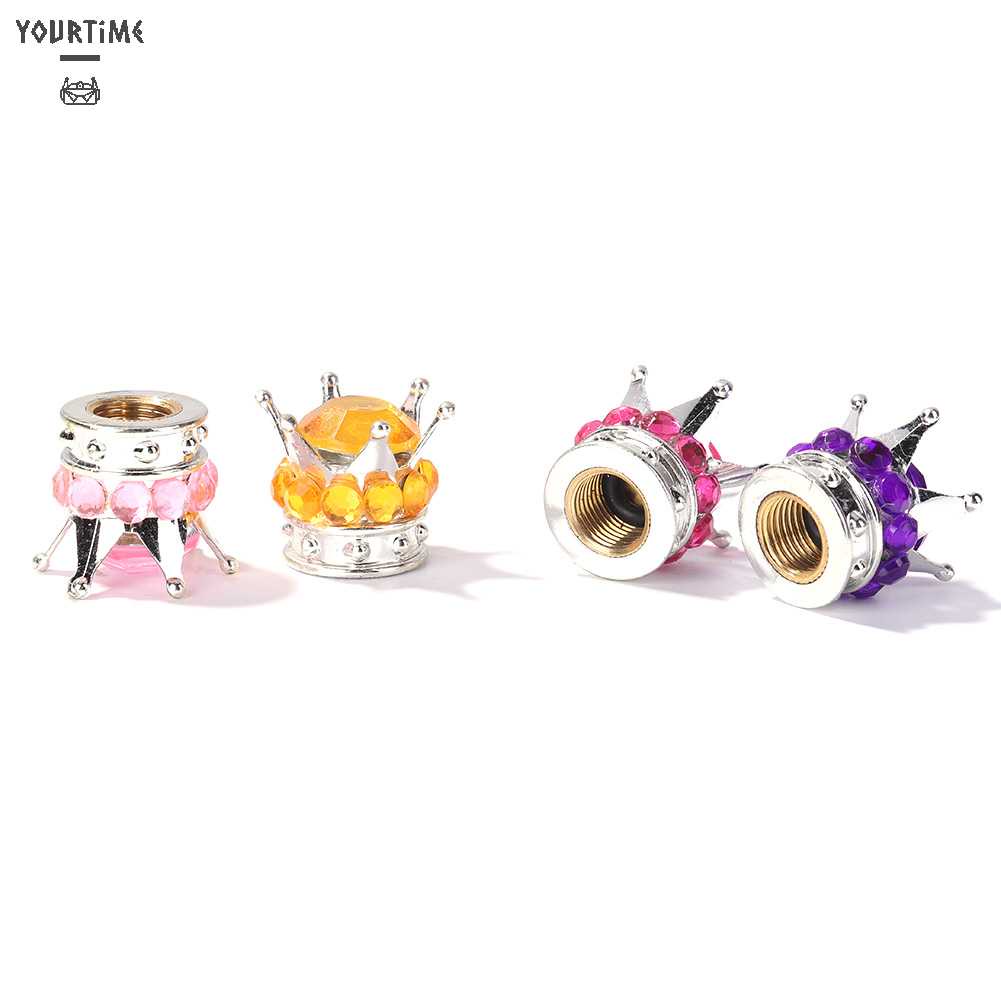 Bộ 4 Nắp Van Bánh Xe Ô Tô Hình Vương Miện Đính Đá Sang Trọng Ốp
