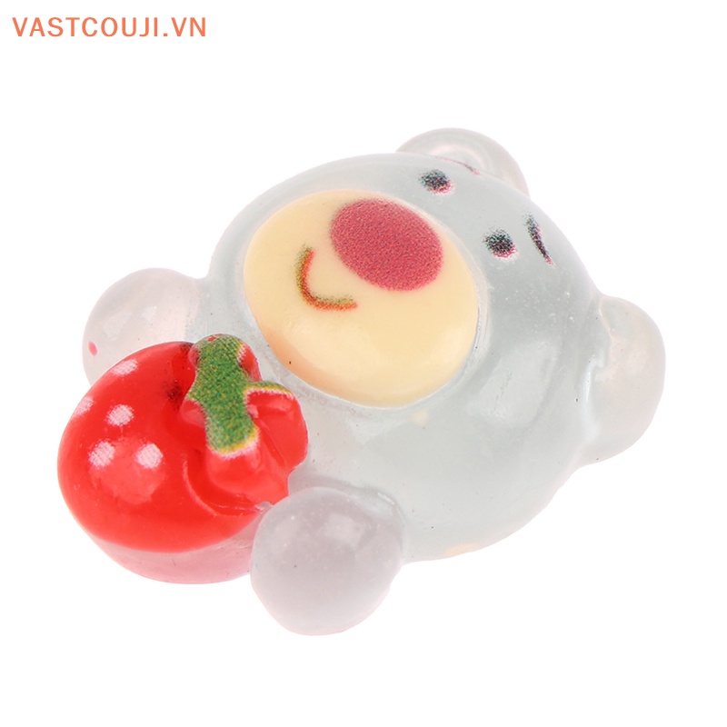 Bộ 5 Tượng Gấu Và Dâu Tây Mini Bằng Nhựa Resin Phát Quang DIY