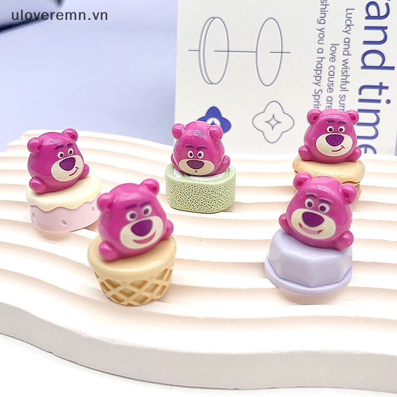 Uloveremn 1 Đồ trang trí Gấu Dâu Tây Mini Phát Quang Trang Trí Tiểu Cảnh