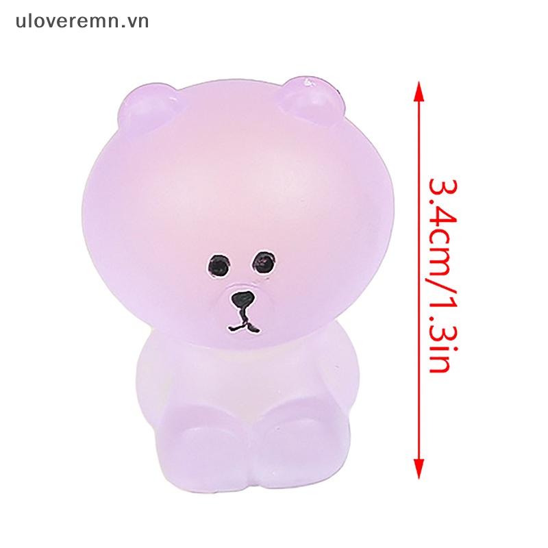 Bộ 2 Đồ trang trí Gấu Nâu Hoạt Hình Mini Màu Kẹo Dùng Trang Trí Tiểu Cảnh