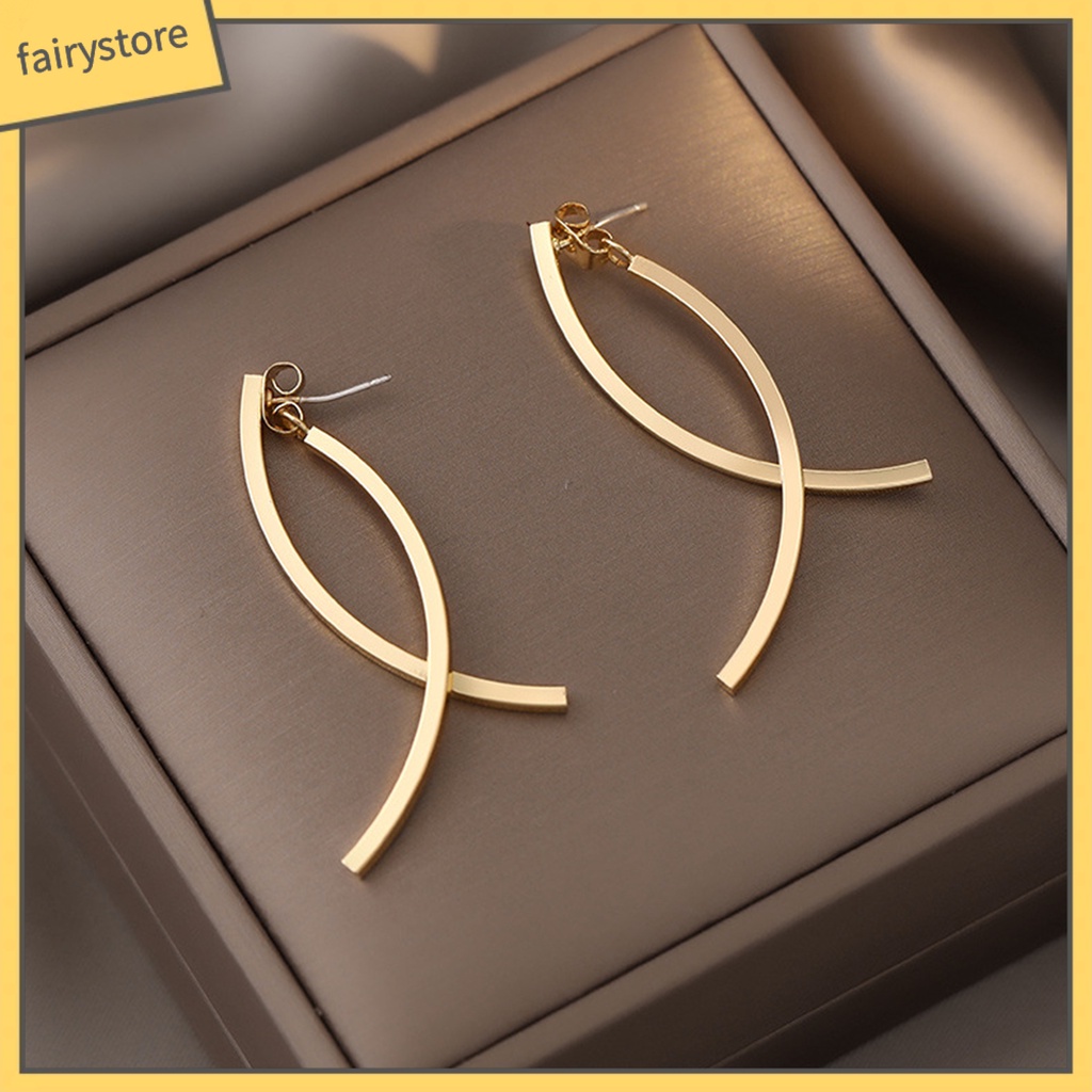 1 Đôi Bông Tai Xỏ Lỗ Dạng Xỏ Hình Học Đơn Giản Thời Trang Dành Cho Nữ