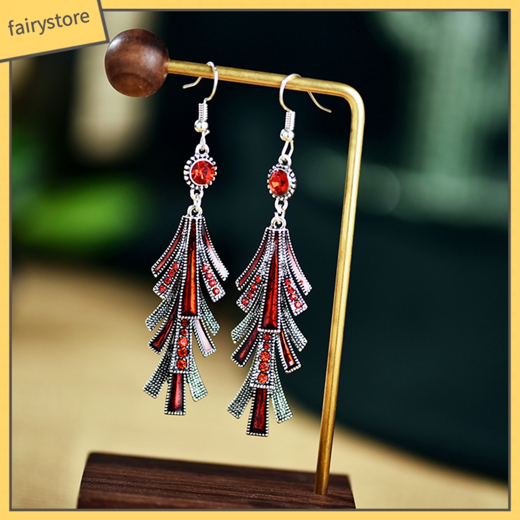 1 Đôi Bông Tai Tua Rua Bằng Hợp Kim Phong Cách Trung Hoa Dành Cho Nữ