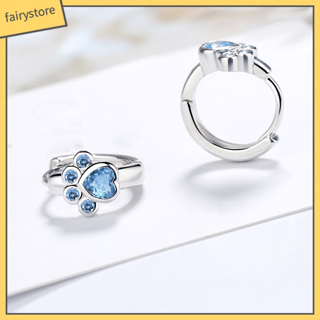 1 Đôi Bông Tai Xỏ Lỗ Hình Dấu Chân Động Vật Đính Đá Zircon Dễ Thương Lâu Trôi