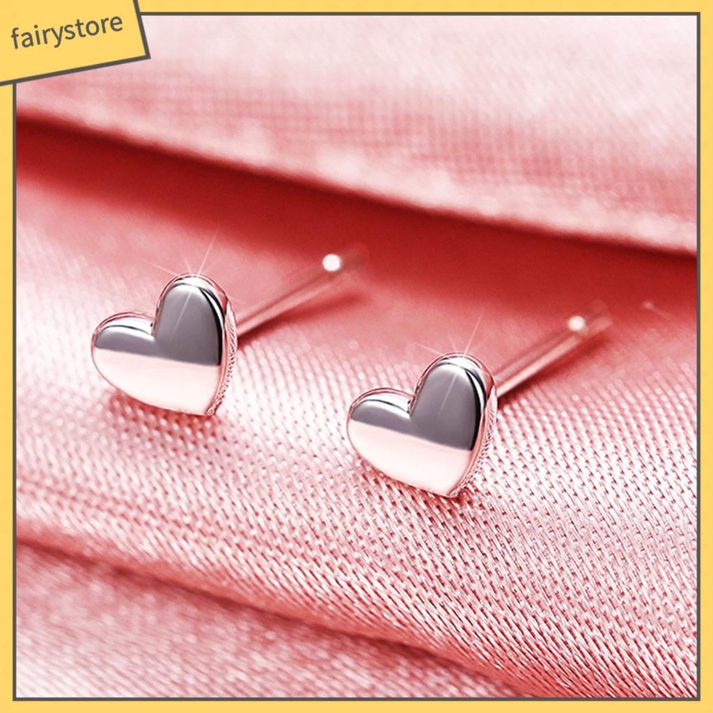 1 Đôi Bông Tai Hình Trái Tim Thanh Lịch Sáng Bóng
