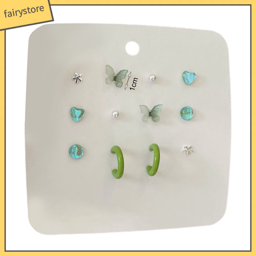 Set 6 Đôi Bông Tai Hình Hoa / Bướm / Ngọc Trai Giả Dễ Thương Cho Nữ