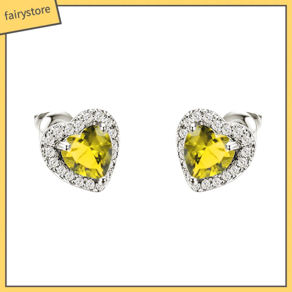 1 Đôi Bông Tai Hợp Kim Hình Trái Tim Lấp Lánh