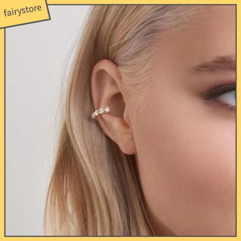 [FRO] 1 Khuyên Tai Dạng Kẹp Thiết Kế Kim Cương Giả Lấp Lánh Nhiều Lớp Dễ Phối Đồ Màu Sắc Sống Động Không Cần Khoan Lỗ Thích Hợp Làm Quà Tặng Trang Sức Nữ