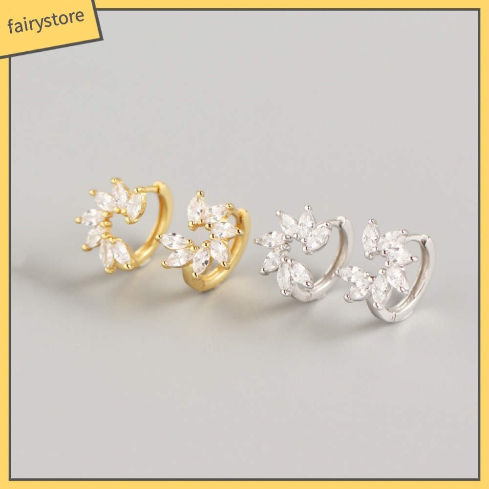 Đôi Bông Tai Khoen Tròn Phối Hoa Đính Đá Thời Trang Cho Nữ