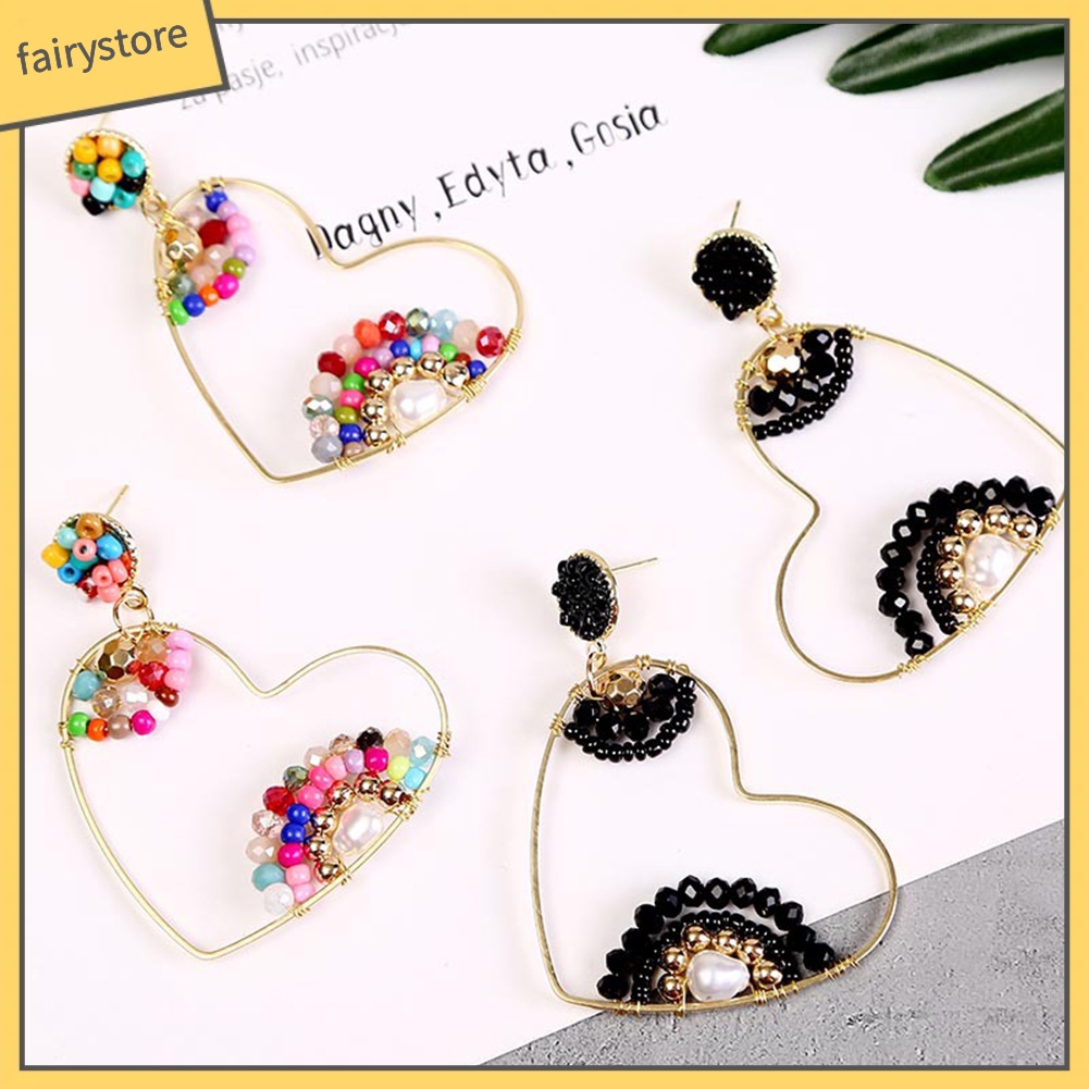 Đôi Bông Tai Hình Trái Tim Phong Cách Boho Thời Trang Cho Nữ