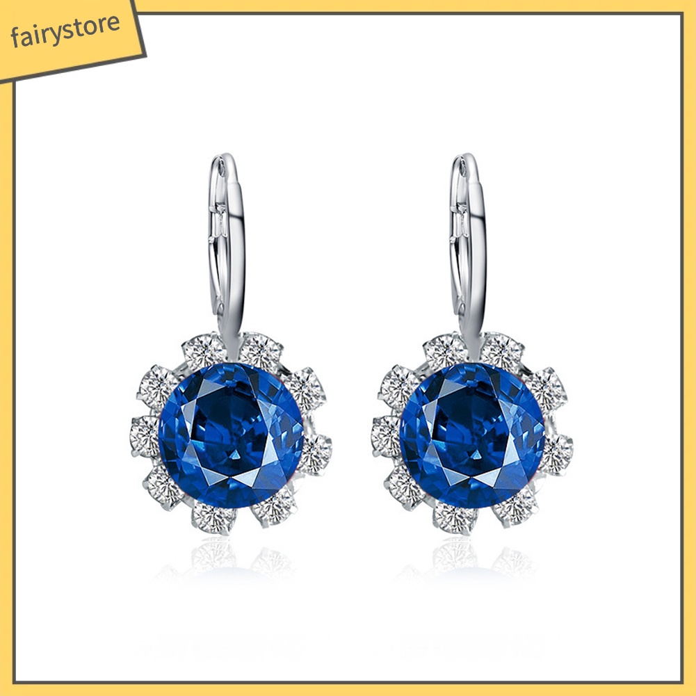 Bông Tai Hình Hoa Hướng Dương Đính Pha Lê Giả Thời Trang Hàn Quốc