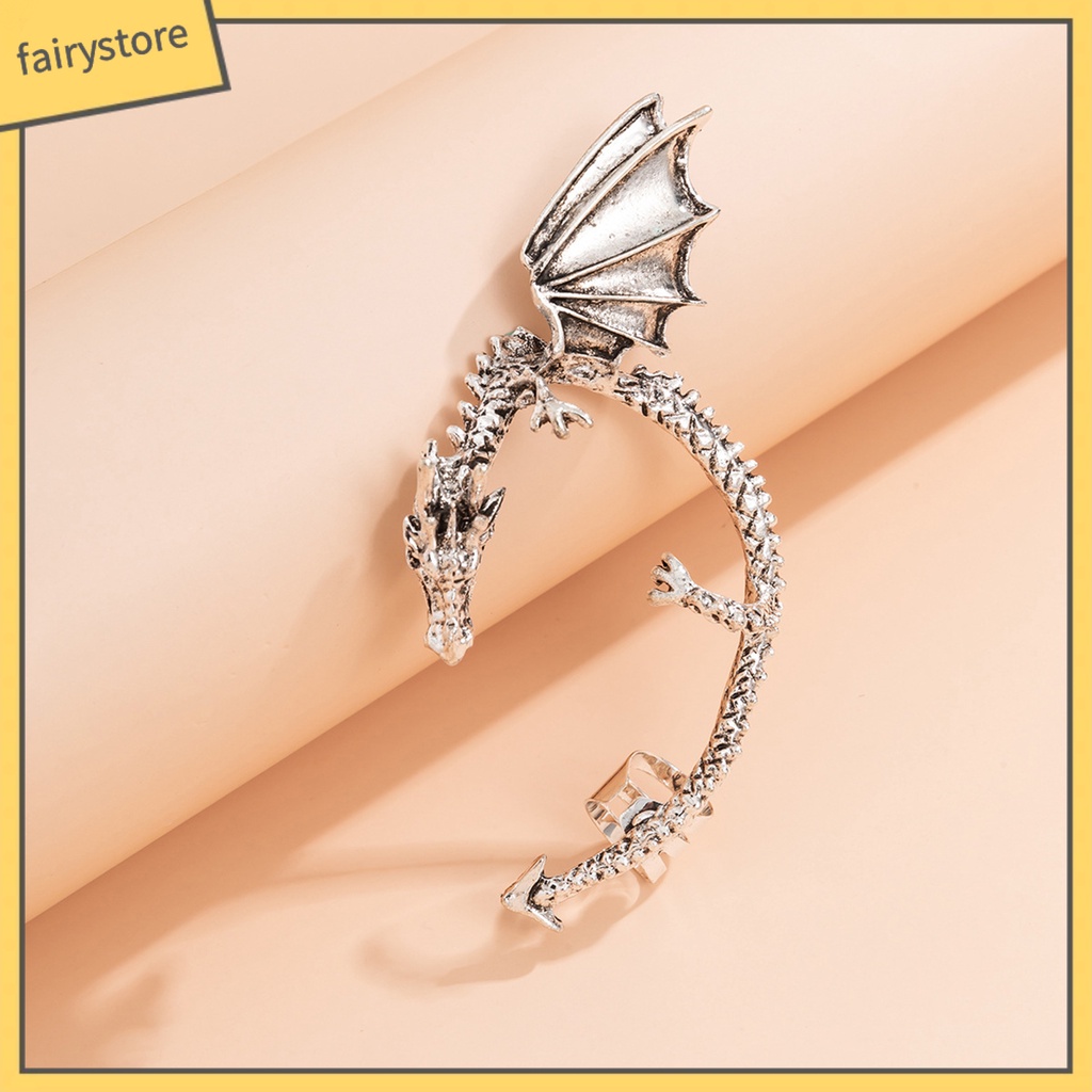 1 Khuyên Kẹp Vành Tai Hình Rồng Phong Cách Hip Hop Gothic Punk Thời Trang