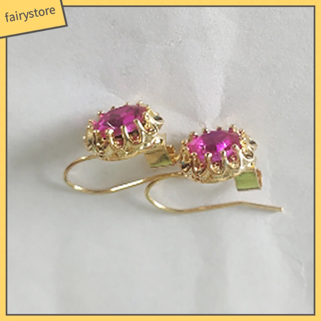 1 Đôi Bông Tai Hình Oval Đính Kim Cương Giả Thời Trang