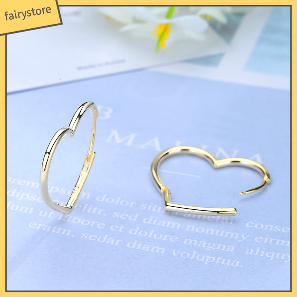 1 Đôi Bông Tai Hình Trái Tim Bằng Đồng Tinh Tế Dành Cho Thanh Thiếu Niên