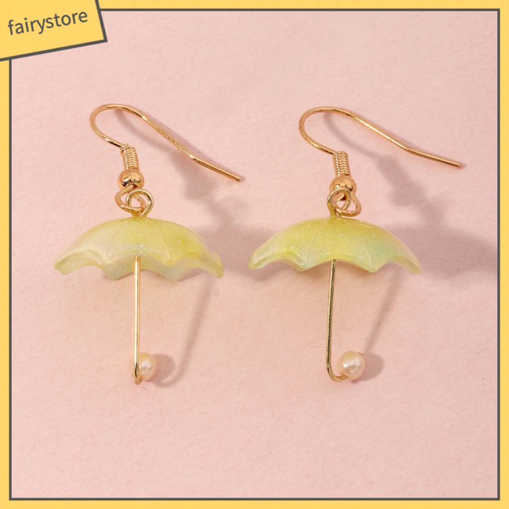 [FRO] 1 Cặp Bông Tai Móc Hình Cây Dù Màu Sắc Tương Phản Trọng Lượng Nhẹ Dễ Phối Đồ Dành