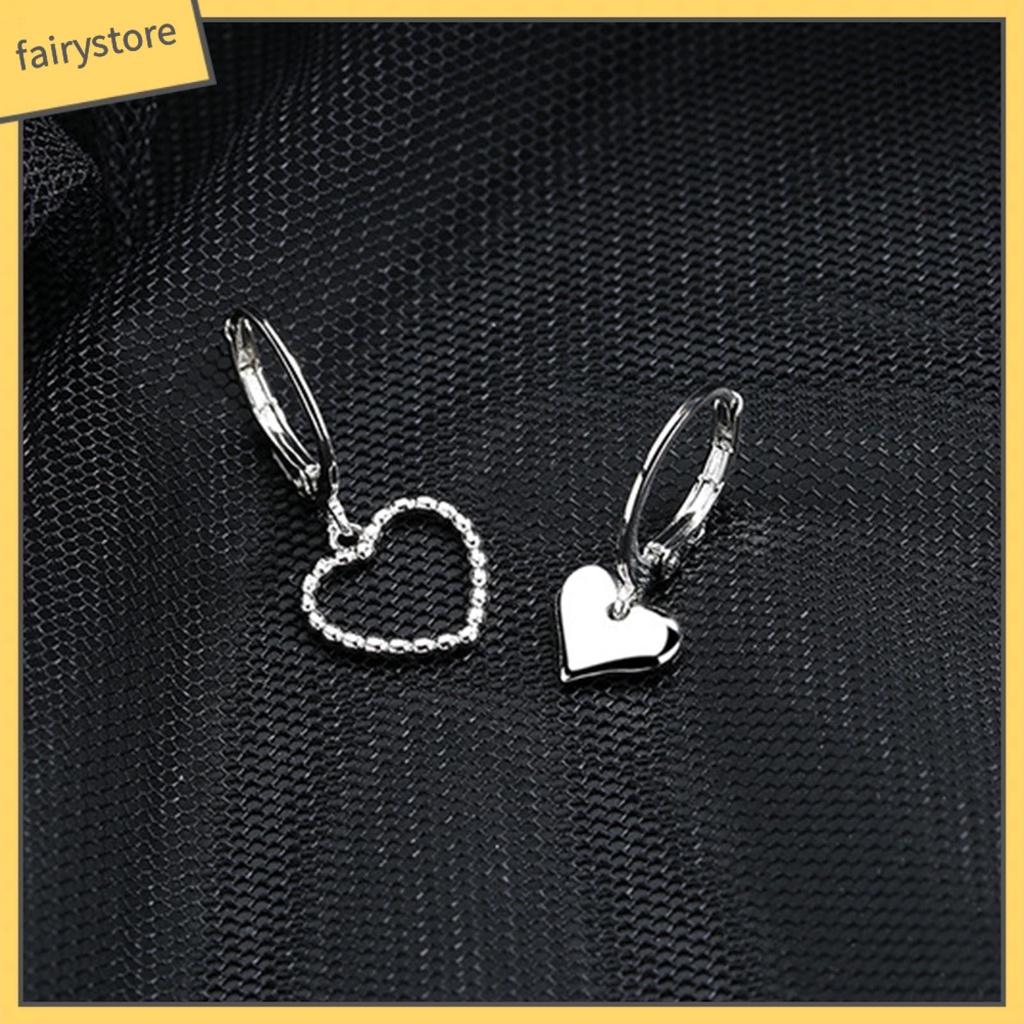 2 Bông Tai Hình Trái Tim Bằng Đồng Thiết Kế Đục Lỗ Thời Trang Cho Nữ