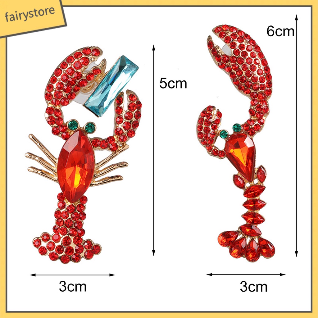 Bông Tai Hình Tôm Hùm Đính Đá Vui Nhộn Sáng Tạo