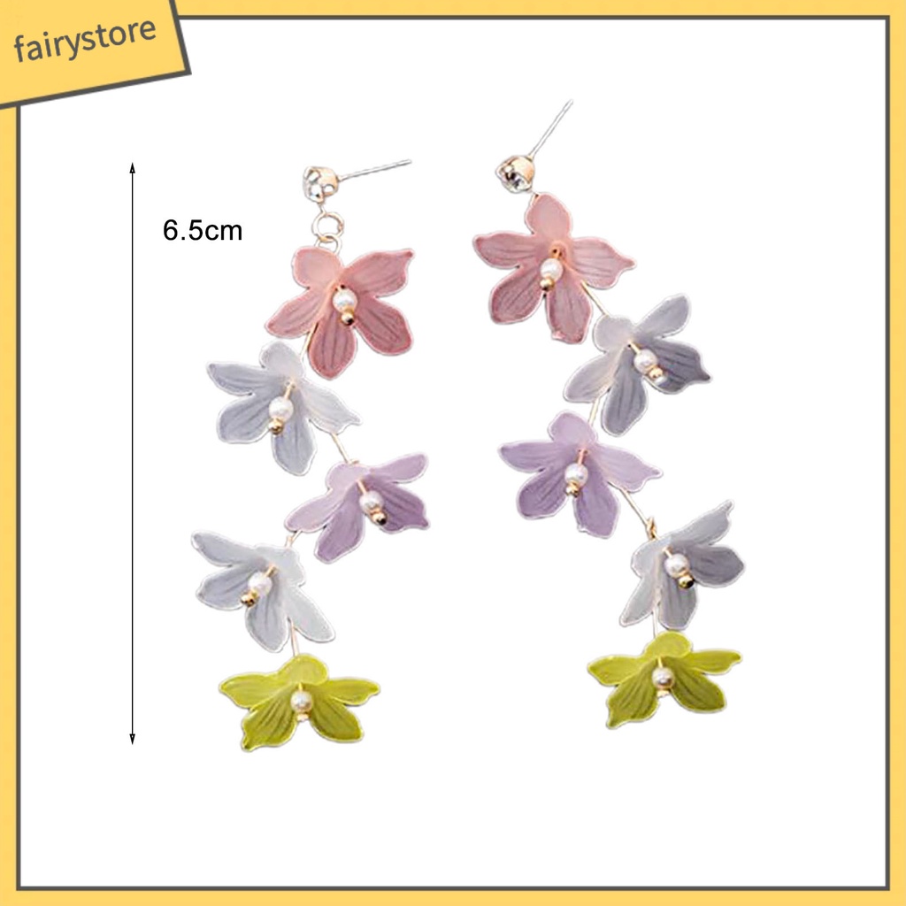 1 Đôi Bông Tai Hình Hoa Đính Ngọc Trai Giả Bằng Acrylic Thời Trang