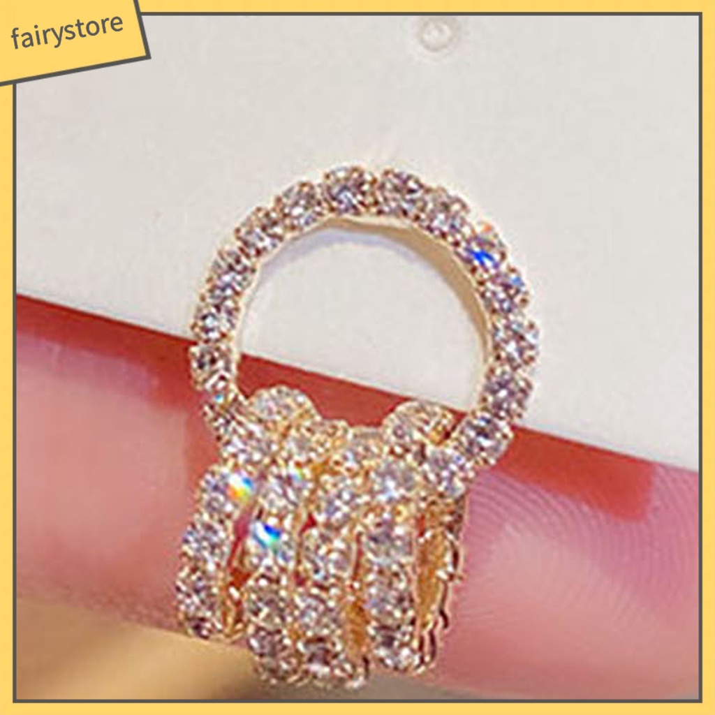 1 Đôi Bông Tai Tròn Đính Đá Lấp Lánh Dành Cho Nữ