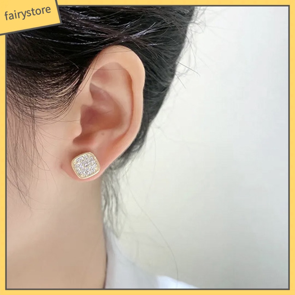 1 Đôi Bông Tai Đính Kim Cương Giả Không Cần Xỏ Lỗ Dành Cho Nữ