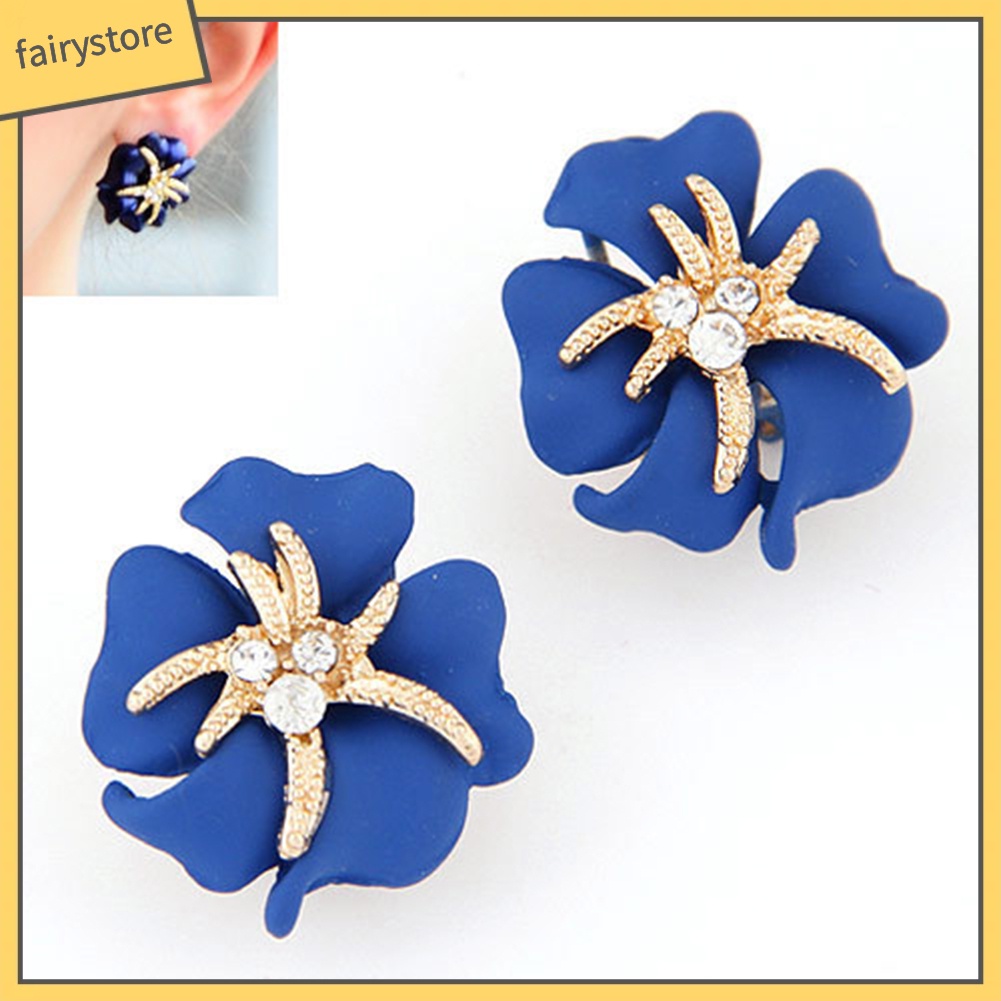 Bông Tai Hình Hoa / Sao Biển Đính Đá Lấp Lánh Thanh Lịch Dành Cho Cô Dâu