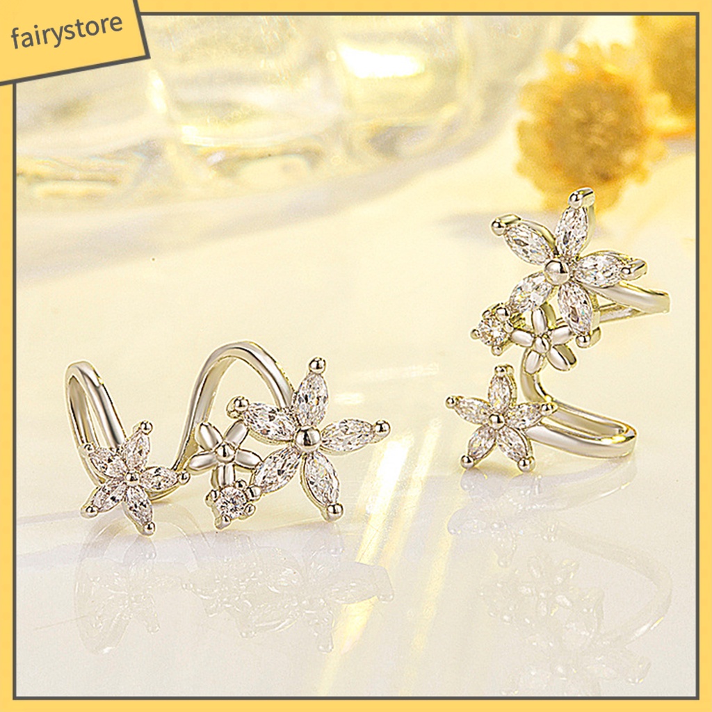 1 Đôi Bông Tai Hình Hoa Đính Đá Zircon Lấp Lánh Dành Cho Nữ