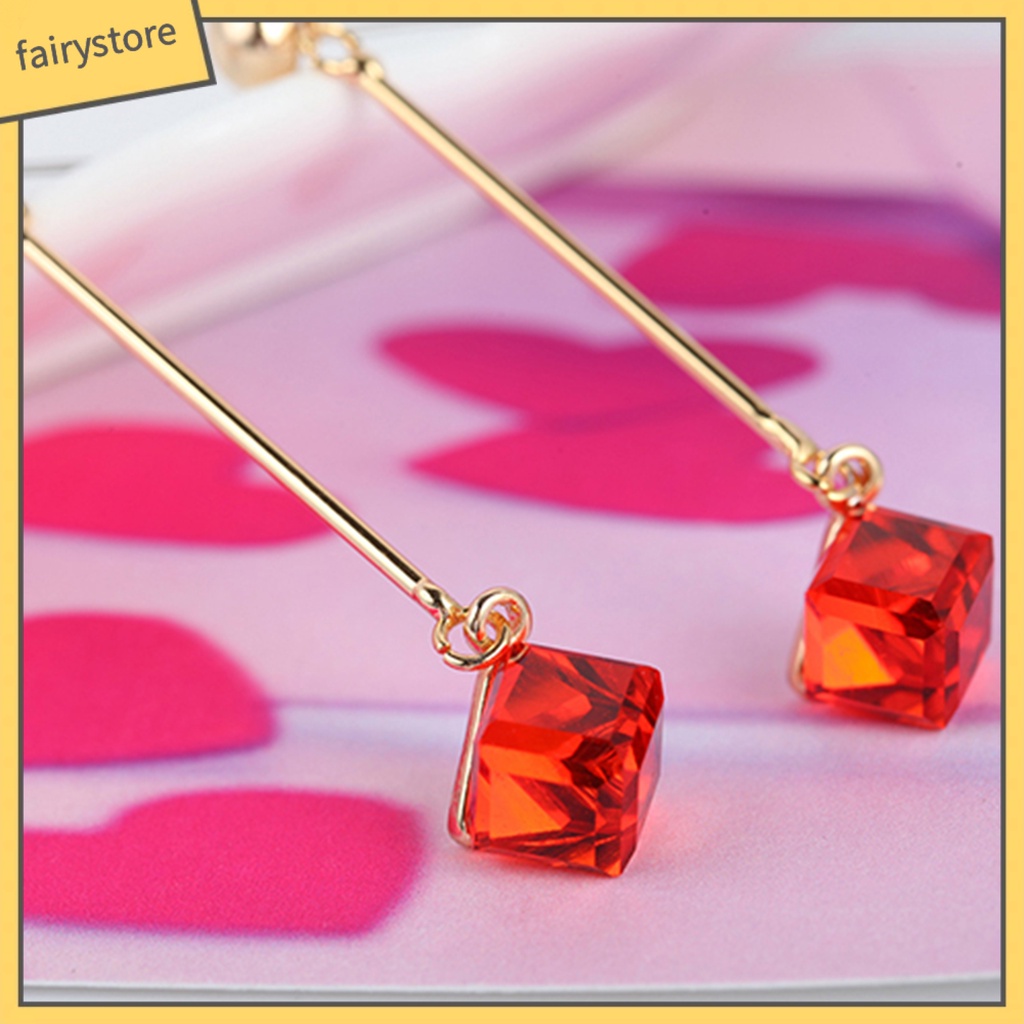 1 Đôi Bông Tai Dài Đính Đá Thời Trang Dành Cho Nữ