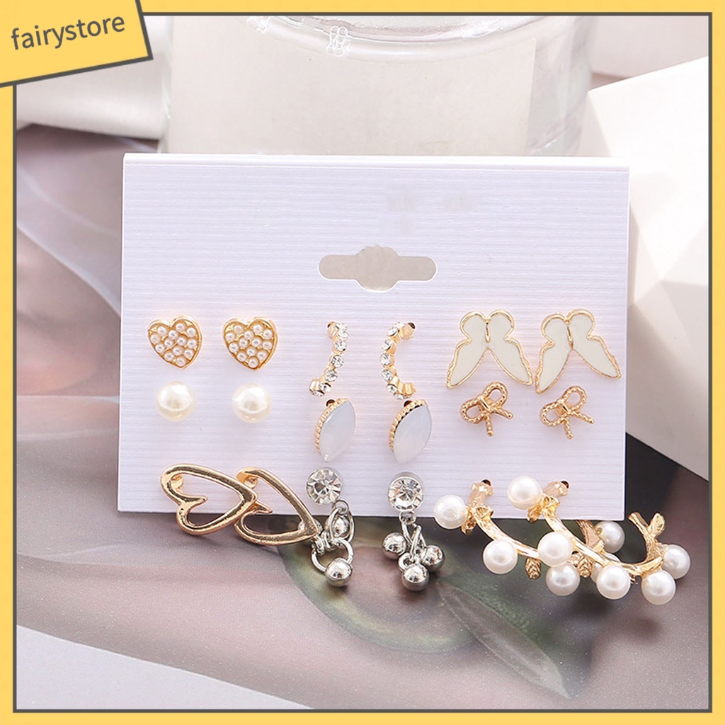 1 Bộ Bông Tai Hình Trái Tim Đính Đá Acrylic Lấp Lánh Thời Trang