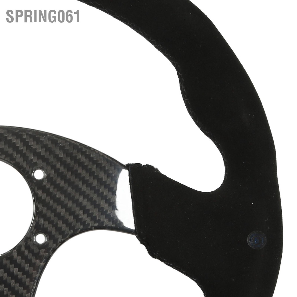 Spring061 Bọc Vô Lăng Ô Tô Đường Khâu Đen Sợi Carbon 6 Lỗ Tay Cầm Thoải Mái Đa Năng Cho Sửa Đổi