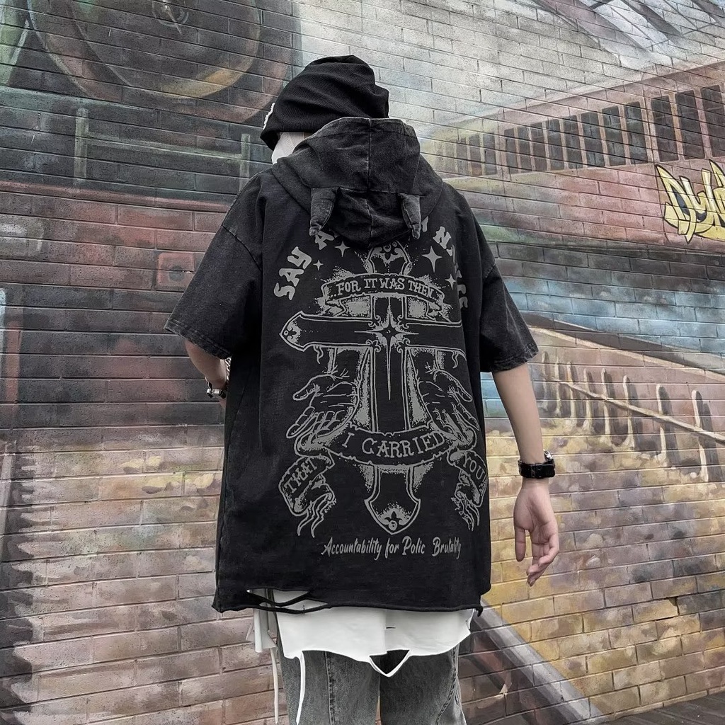 Áo Thun Tay Ngắn Phong Cách Đường Phố Âu Mỹ Thời Trang Mùa Hè Cá Tính Cho Nam