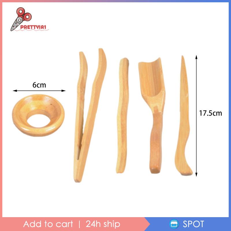 1 [Prettyia] Set 5 Kẹp Gỗ Gắp Trà &amp; Cà Phê
