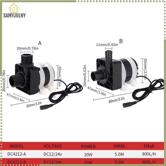 Máy Bơm Chìm DC 12V / 24V Không Chổi Than Mini Tiếng Ồn Thấp Cho Bể Cá