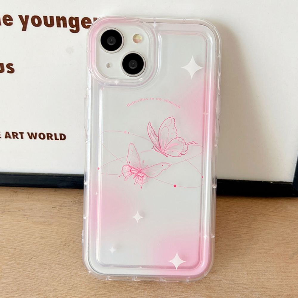 Ốp Điện Thoại TPU Mềm Bảo Vệ Chống Sốc In Hình Bướm Hồng Cho IPhone 11 14 13 12 Pro Max XS XR 7 8 Plus