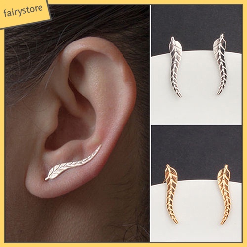 1 Đôi Bông Tai Hình Chiếc Lá Đính Đá Thời Trang Dành Cho Nữ