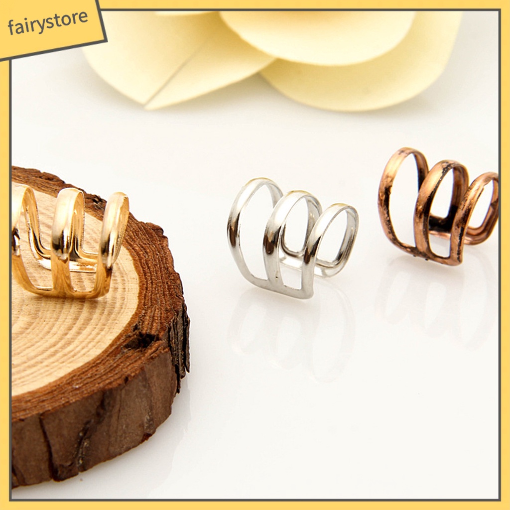 1 Khuyên Kẹp Tai 3 Vòng Rỗng Đơn Giản Có Thể Điều Chỉnh Đa Ứng Dụng Cho Nữ