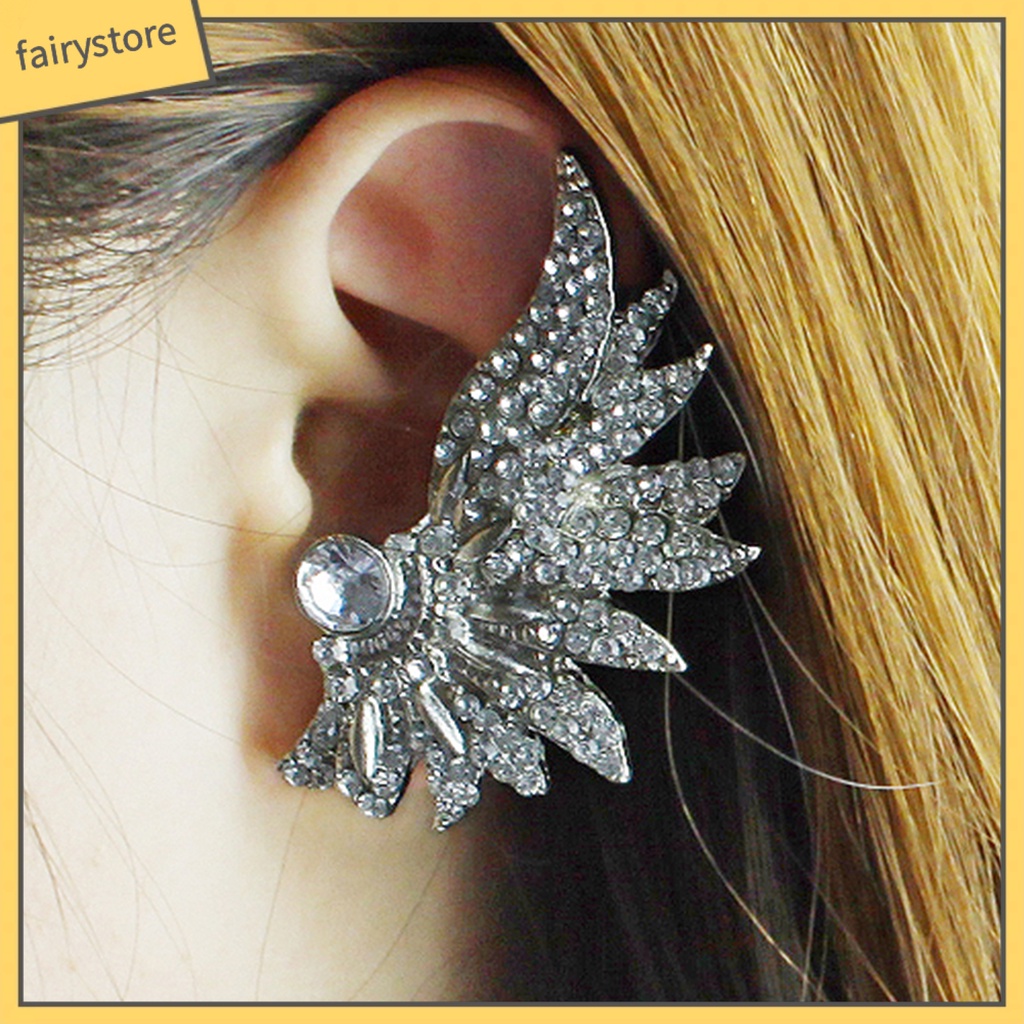 1 Khuyên Vành Tai Hình Đôi Cánh Đính Đá Thời Trang Cho Nữ