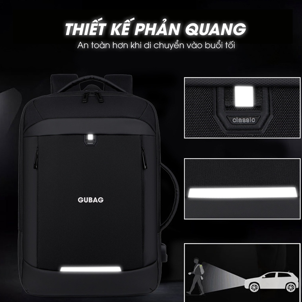 Balo công sở nam cao cấp hàng hiệu, đựng laptop 13, 14, 15,6 inch chính hãng Gubag, dòng doanh nhân, đi làm cao cấp GB46