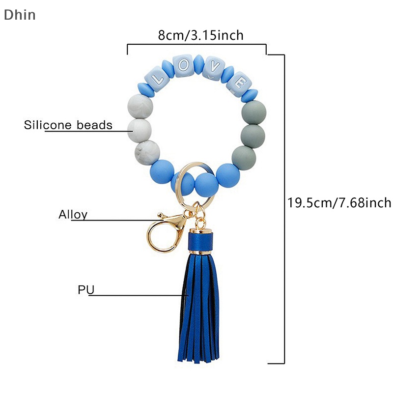 [Dhin] Móc Khóa / Vòng Tay / Móc Khóa Chuỗi Hạt Phối Tua Rua Bằng Silicone