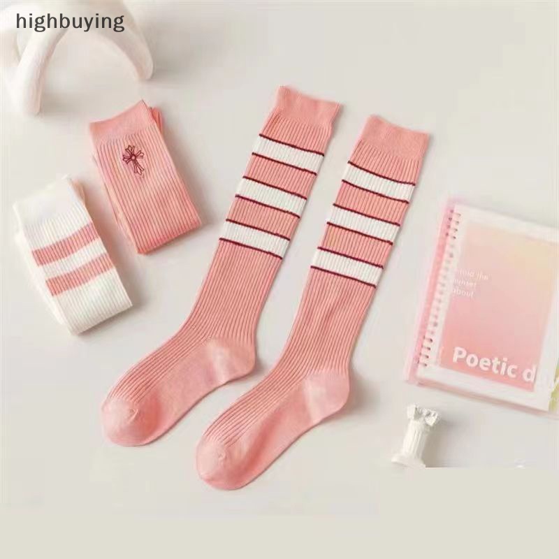 1 Đôi Tất Ngang Bắp Chân Họa Tiết Kẻ Sọc Thời Trang Mùa Hè Cho Nữ