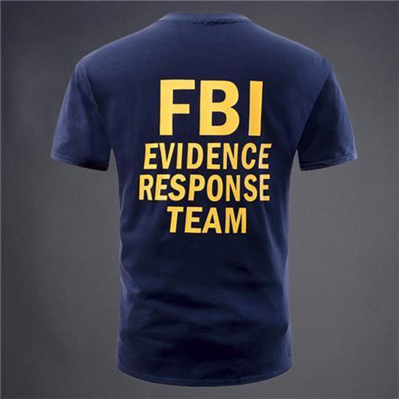 Áo Thun cotton Tay Ngắn Cổ Tròn Dáng Rộng In Hình Cảnh Sát FBI Phong Cách Mỹ Cho Nam