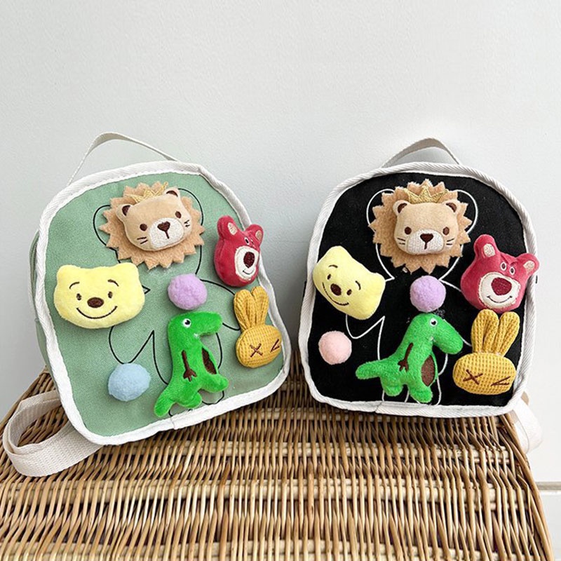 Ba Lô Đi Học Bằng Vải canvas Nhẹ In Họa Tiết Gấu Hoạt Hình Dễ Thương Phong Cách Hàn Quốc Cho Bé Trai Và Gái