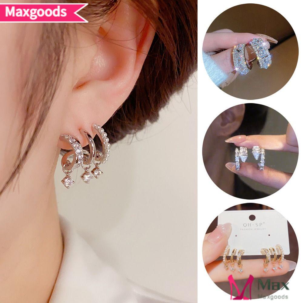 MAXG Đôi Khuyên Tai Đính Đá Thời Trang Cho Nữ