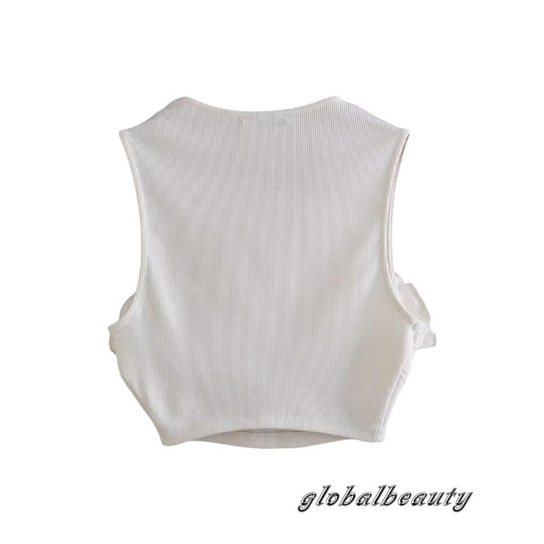 Áo Croptop Sát Nách Màu Trơn In Họa Tiết Hoa 3D Thời Trang Mùa Hè Cho Nữ