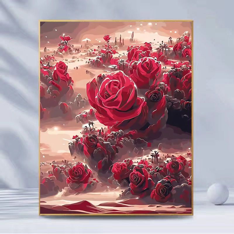 Bộ Tranh Đính Đá Tự Làm Họa Tiết Hoa Hồng Trang Trí Phòng Khách / Phòng Ngủ Phong Cách Mới