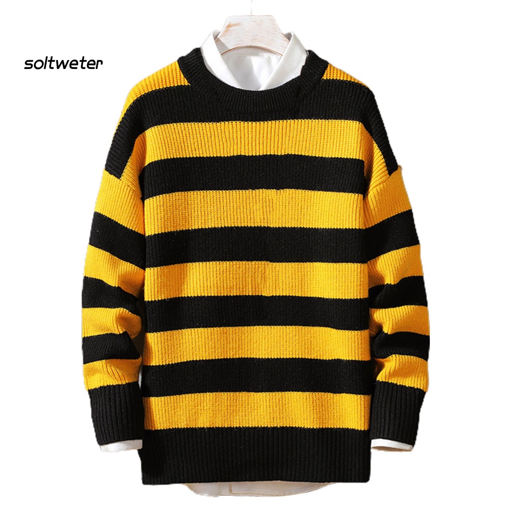 Áo Sweater Cổ Tròn Dáng Rộng Họa Tiết Kẻ Sọc Thời Trang Mùa Xuân Trẻ Trung Cho Nam