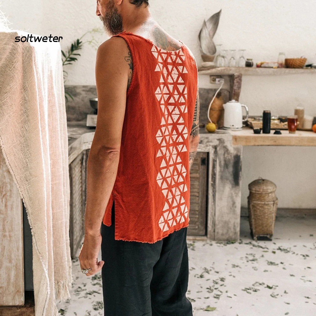 Áo Thun Sát Nách Mềm Mại Thoải Mái In Họa Tiết Thời Trang Mùa Hè Cho Nam Trung Niên