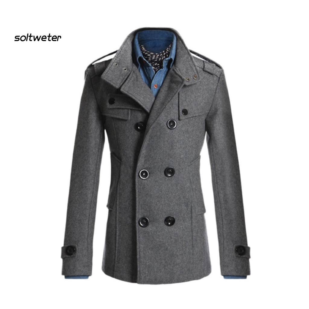 Áo Khoác Nam Hai Hàng Nút Cài Màu Trơn Phong Cách Doanh Nhân Thời Trang Mùa Đông