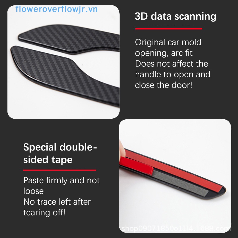 Bộ 4 Miếng Dán Tay Nắm Cửa Xe Hơi Tesla Model 3 2023 Bằng ABS Họa Tiết Sợi Carbon