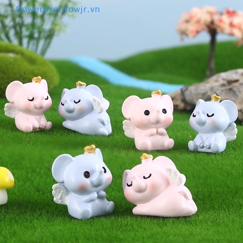 1 Tượng Voi Hồng Xanh Hoạt Hình Thu Nhỏ Bằng Nhựa Resin Cho Trang Trí Tiểu Cảnh
