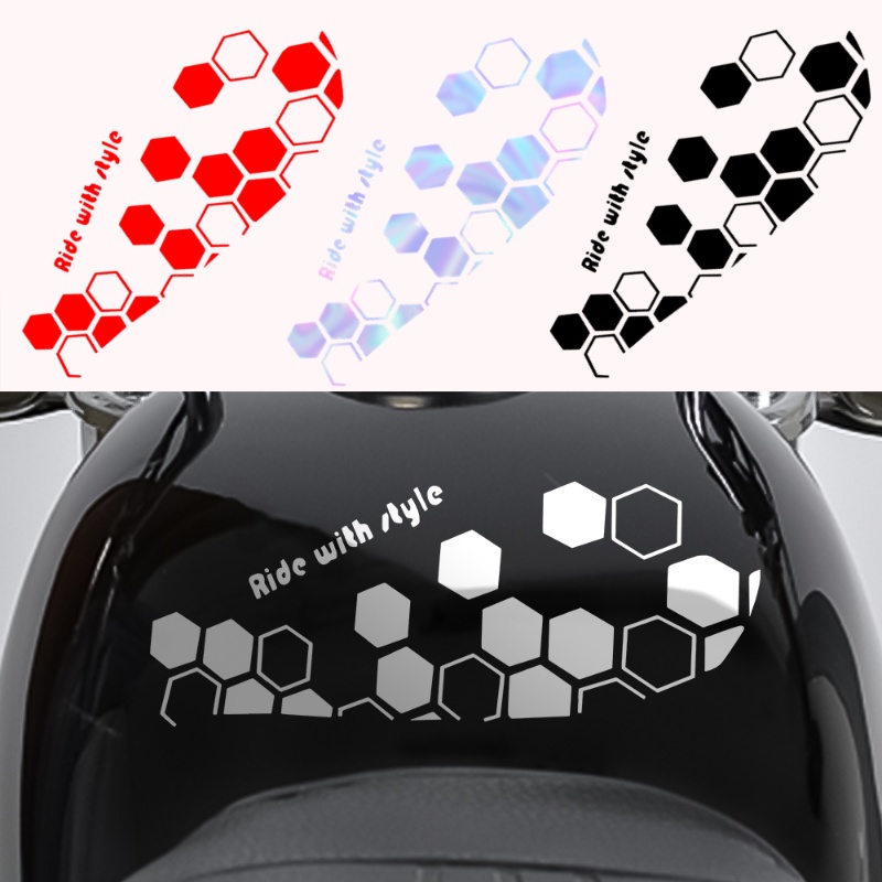 1 Miếng Dán Trang Trí Xe Hơi / Mô Tô Hình Lục Giác Họa Tiết Tổ Ong Chống Thấm Nước 4 Màu Thời Trang